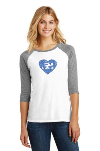 Swim Heart Raglan- Matte or Glitter