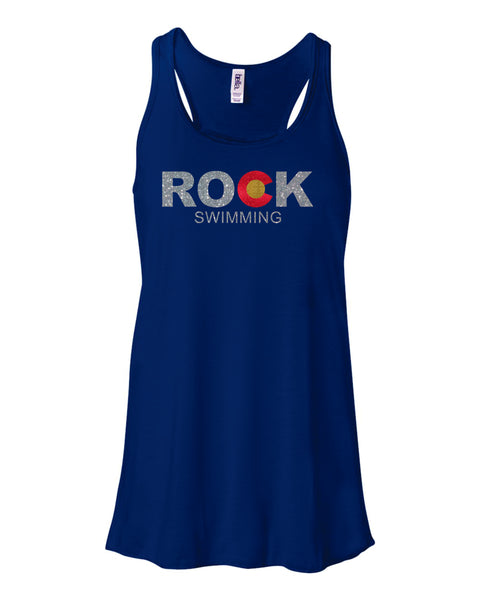 ROCK Swimming Ladies Flowy Tank- 4 colors- Matte or Glitter