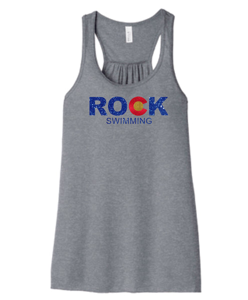 ROCK Swimming Ladies Flowy Tank- 4 colors- Matte or Glitter