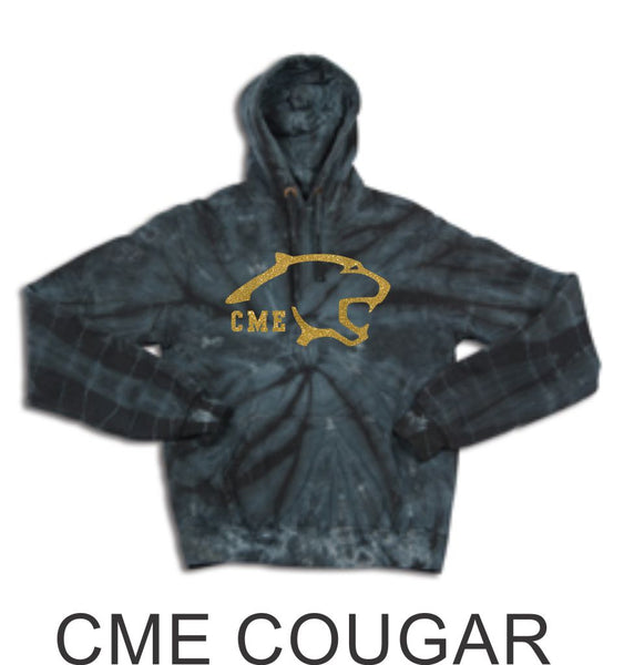 CME Black Tie Dye Hoodie- 4 Designs- Matte or Glitter