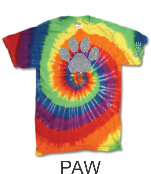 PGE Rainbow Tie Dye Tee- 3 Designs- Matter or Glitter