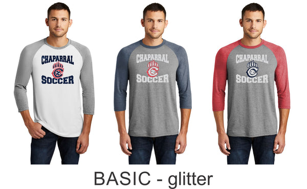 Chap Soccer Unisex Raglan -5 designs - Matte or Glitter