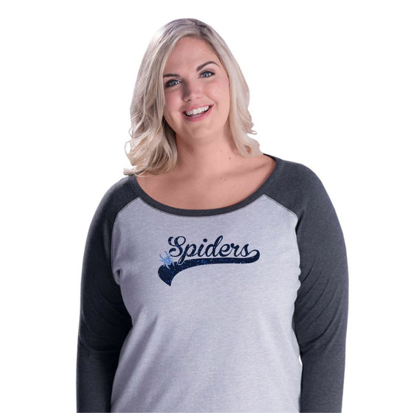 Spiders Curvy Lady Varsity Raglan- Matte or Glitter