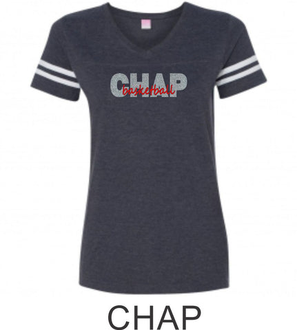 Chap Basketball Varsity Ladies Tee- 4 Designs- Matte or Glitter
