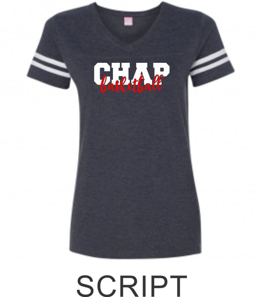 Chap Basketball Varsity Ladies Tee- 4 Designs- Matte or Glitter