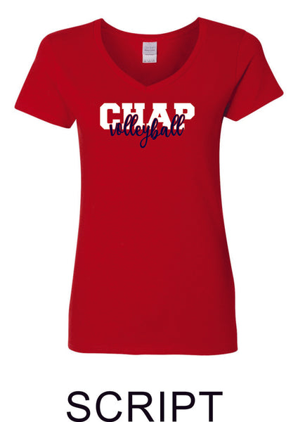Chap Volleyball Ladies Fit Tee in 4 Designs- Matte or Glitter