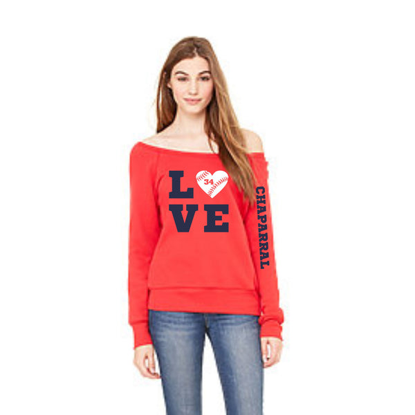 Chap Baseball Love Wideneck Sweatshirt