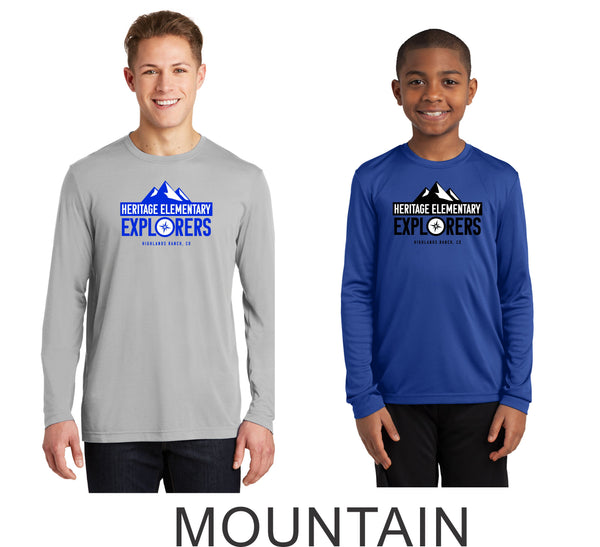 Heritage Long Sleeve Wicking Tee- Youth and Unisex sizes- 3 Designs